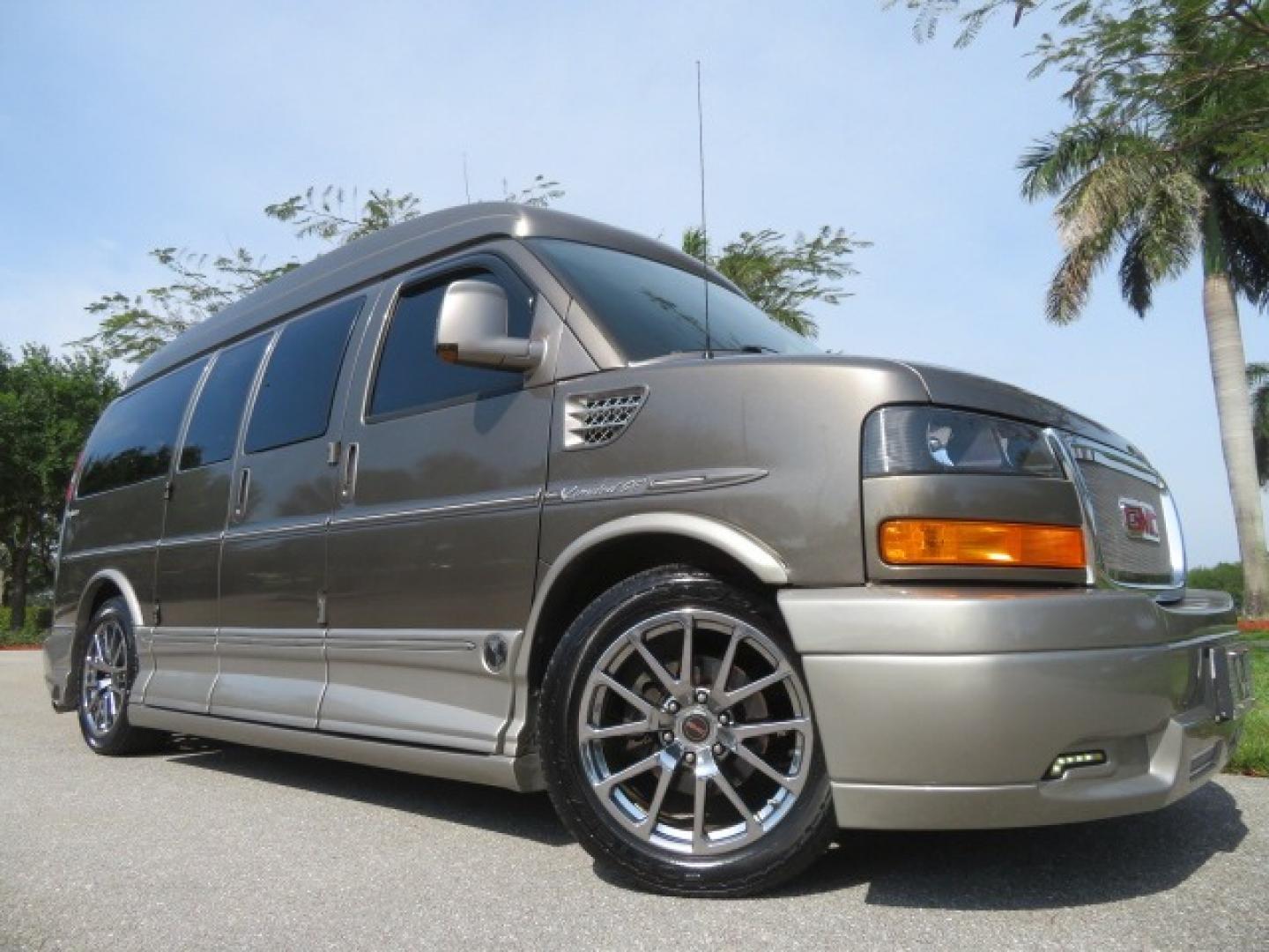 2013 /Beige Two Tone GMC Savana RV G1500 3LT (1GDS7DC45D1) with an 5.3L V8 OHV 16V engine, 4-Speed Automatic transmission, located at 4301 Oak Circle #19, Boca Raton, FL, 33431, (954) 561-2499, 26.388861, -80.084038 - You are looking at a Gorgeous 2013 GMC Savana 1500 High Top Conversion Van Explorer Limited SE Package Handicap Wheelchair Conversion Van with 72K Original Miles, Side Entry Braun Millennium Series Wheelchair Lift, Rubber Floor, Q-Straint Tie Down System, Navigation, Back Up Camera, Huge flat Screen - Photo#2